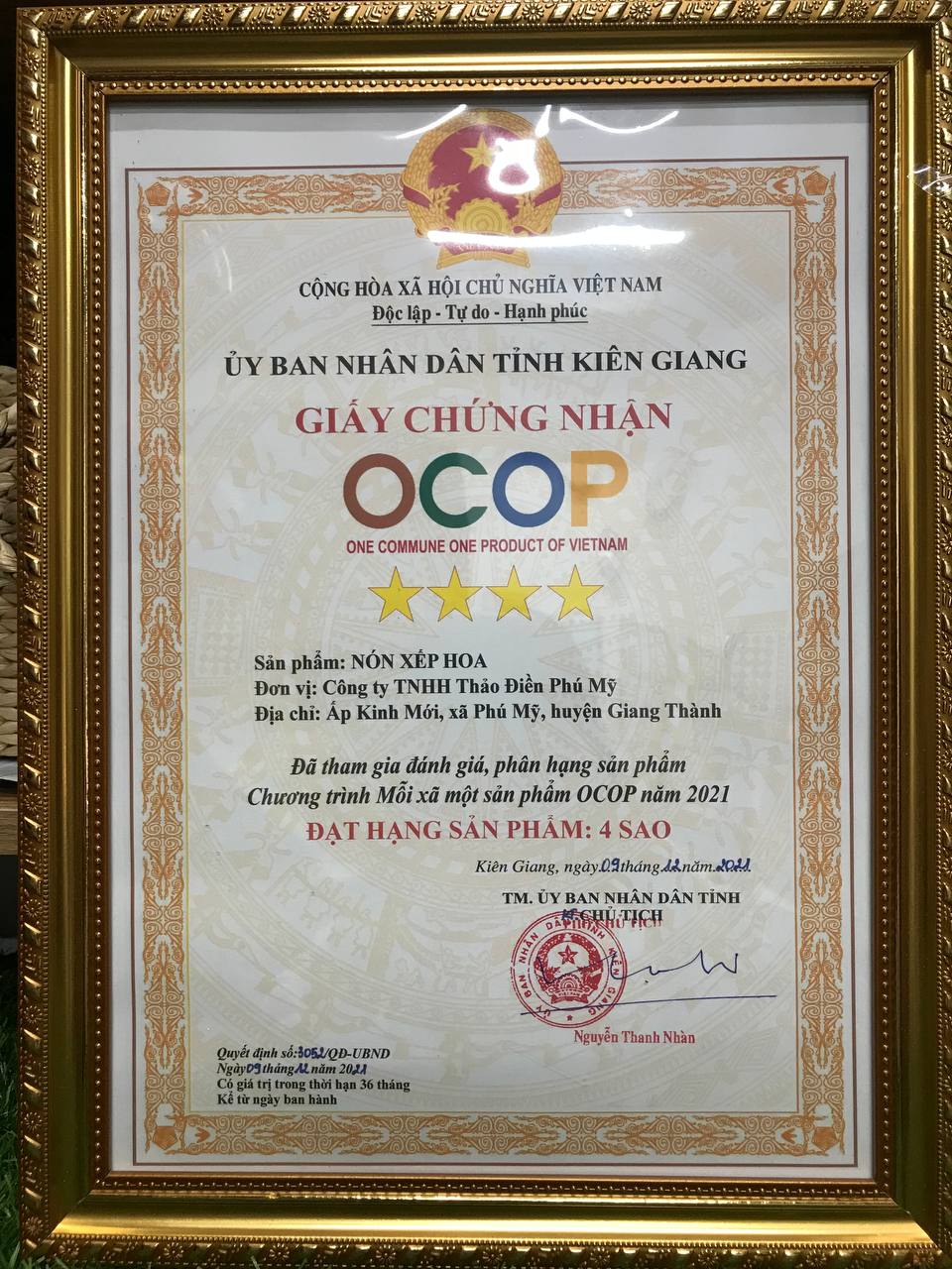 Chứng nhận OCOP - Nón Xếp Hoa