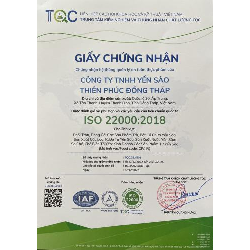 Một số chứng nhận liên quan | Thiên Gia Phúc