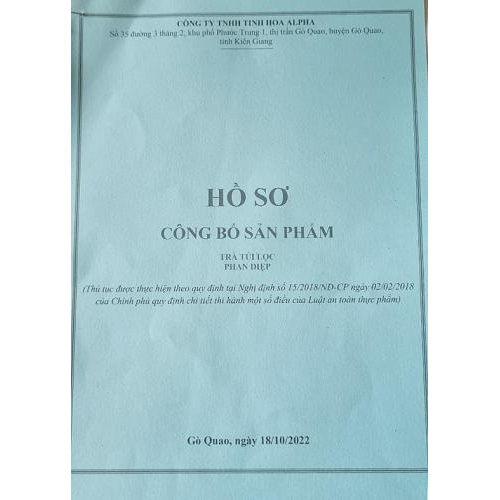 Các giấy tờ - chứng nhận Trà Túi Lọc Phan Diệp | Tinh Hoa Alpha