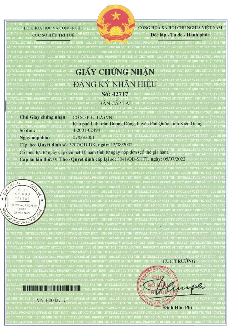 Chứng nhân đăng ký nhãn hiệu