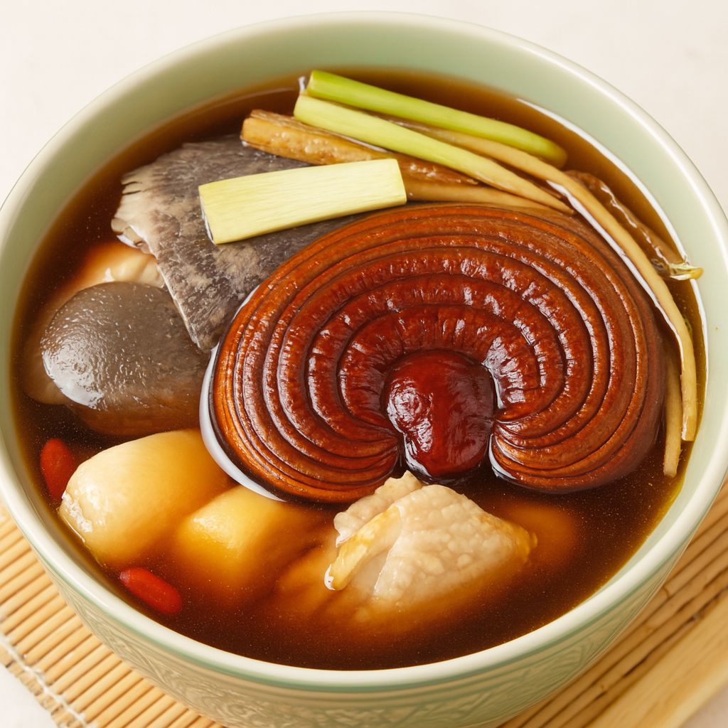Nấu canh gà và đông trùng hạ thảo, nấm linh chi, táo đỏ