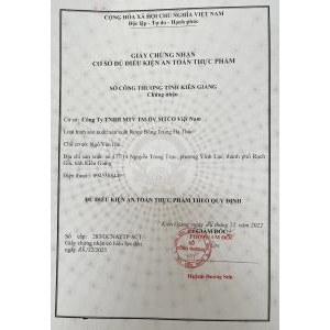 Giấy Chứng Nhận An Toàn Vệ Sinh Thực Phẩm