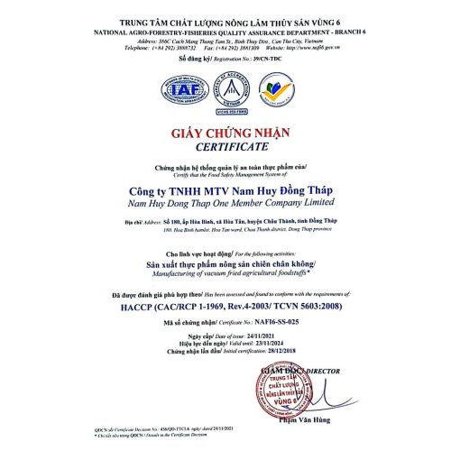 Chất lượng Hạt Sen Sấy Nam Huy đạt chuẩn quốc tế