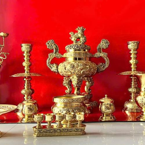 Bộ Lư Đồng Tai Mây 60cm: Biểu Tượng Phong Thủy Thu Hút Vượng Khí